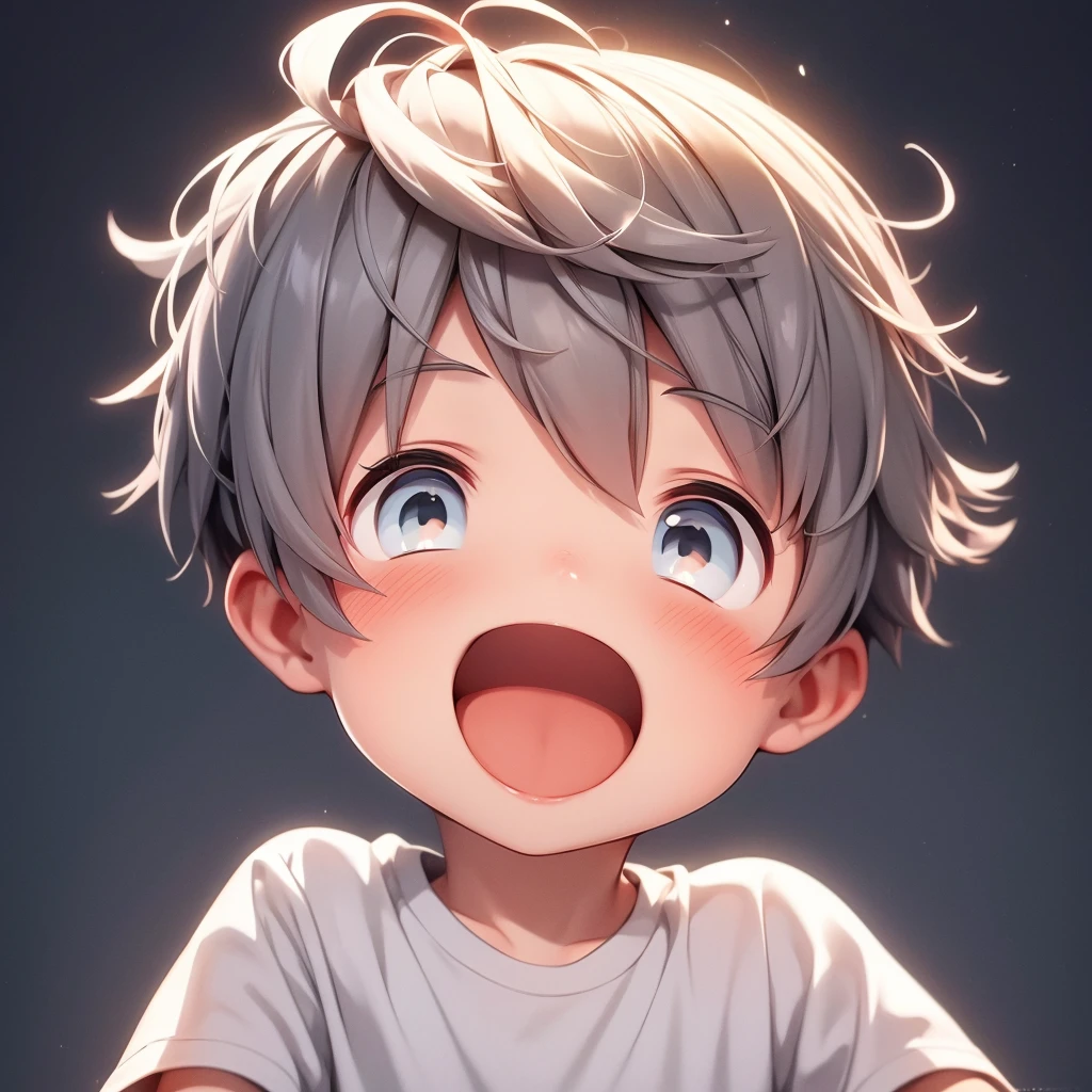 Cute boy with a face of pleasure 