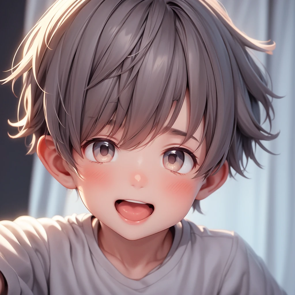Cute boy with a face of pleasure 