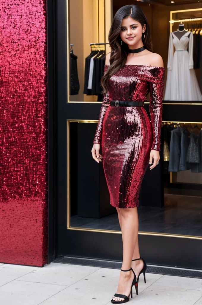 Super realistic. Show me a tall beautiful woman in extravagant dresses with long hair walking on the street of Berlin