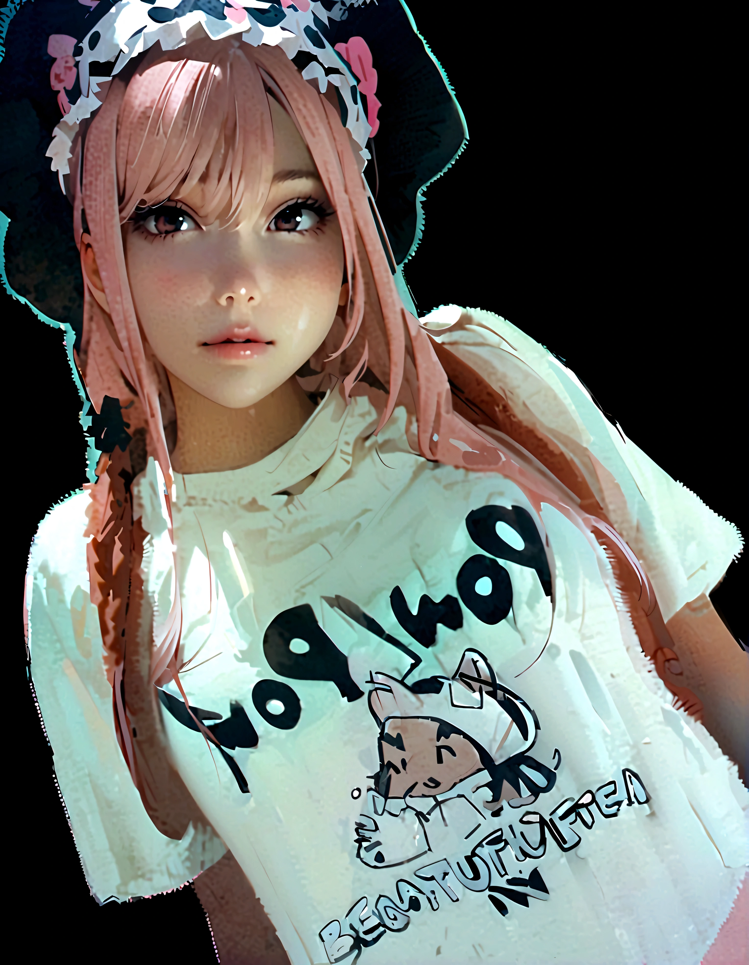Bright pink hair、anime、Korean、super fine illustration,(((beautiful fine hair))),(((beautiful fine face))),(((beautiful fine background))),Pink Hair、Straight Hair、