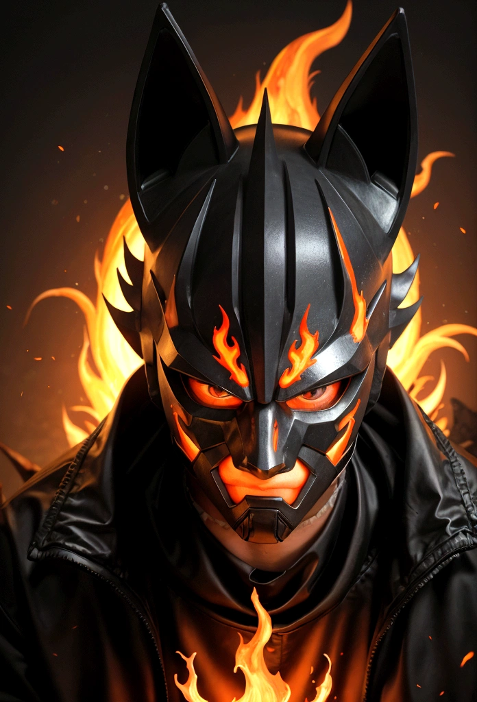 Man of Fire, chilling look fire mask, fox ears and lava claws