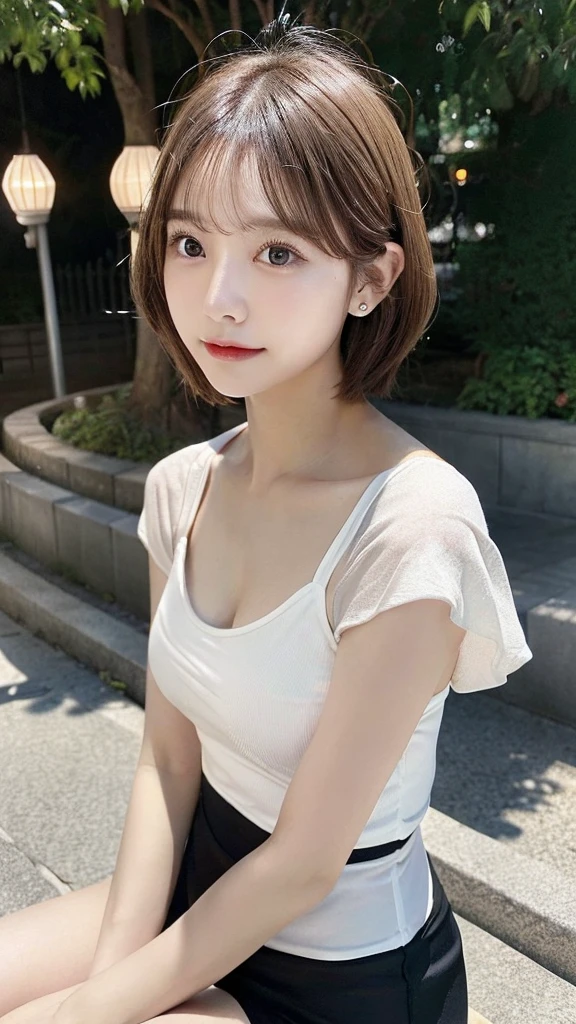sitting on a park bench、lightly dressed、exposed、thin white shirt、(highest quality,masterpiece:1.3,超A high resolution,),(super detailed,caustics),(Photoreal:1.4,RAW shooting,)ultra-realistic capture,very detailed,High definition 16K for human skin、 Natural skin texture、、Skin looks even-toned and healthy、 Use natural light and color,one woman,Japanese,,cute,pink haired,middle hair,(Depth of the bounds written、chromatic aberration、、wide range of lighting、natural shading、)、(Outdoor lights during daytime:1.4)、(hair swaying in the wind:1)、short hair、Put on your ears、swimsuit