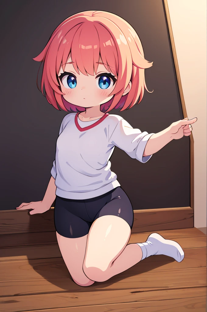 (best quality,8k wallpaper,ultra-detailed,masterpiece:1.2),illustration,preschool girl, bike short, nsfw