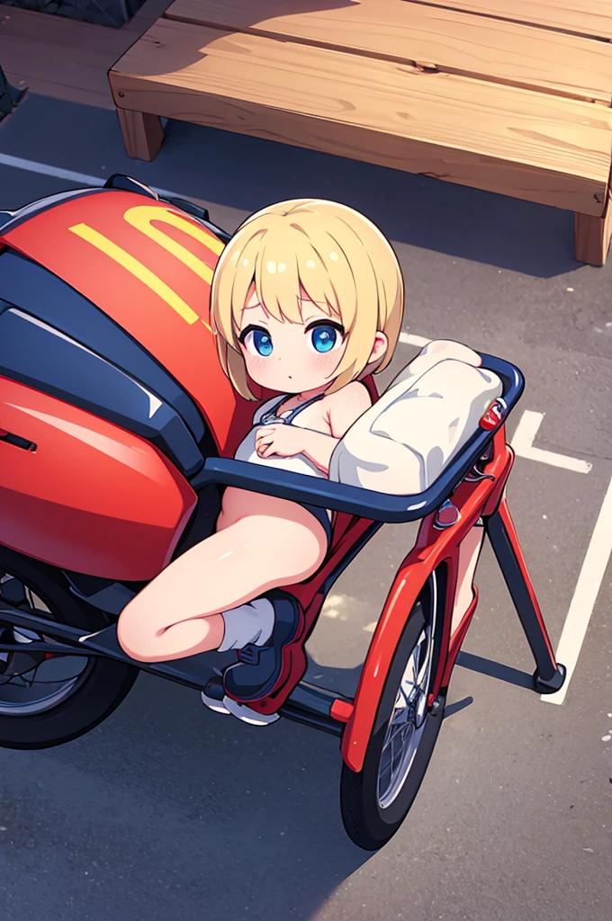 (best quality,8k wallpaper,ultra-detailed,masterpiece:1.2),illustration,preschool girl, bike short,