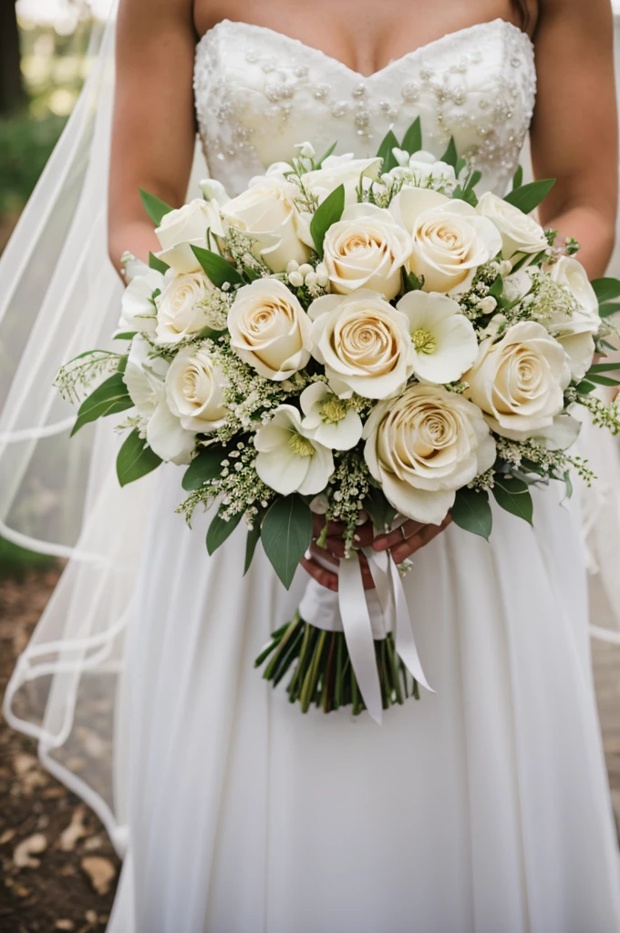 Gold hearts and white flowers wedding