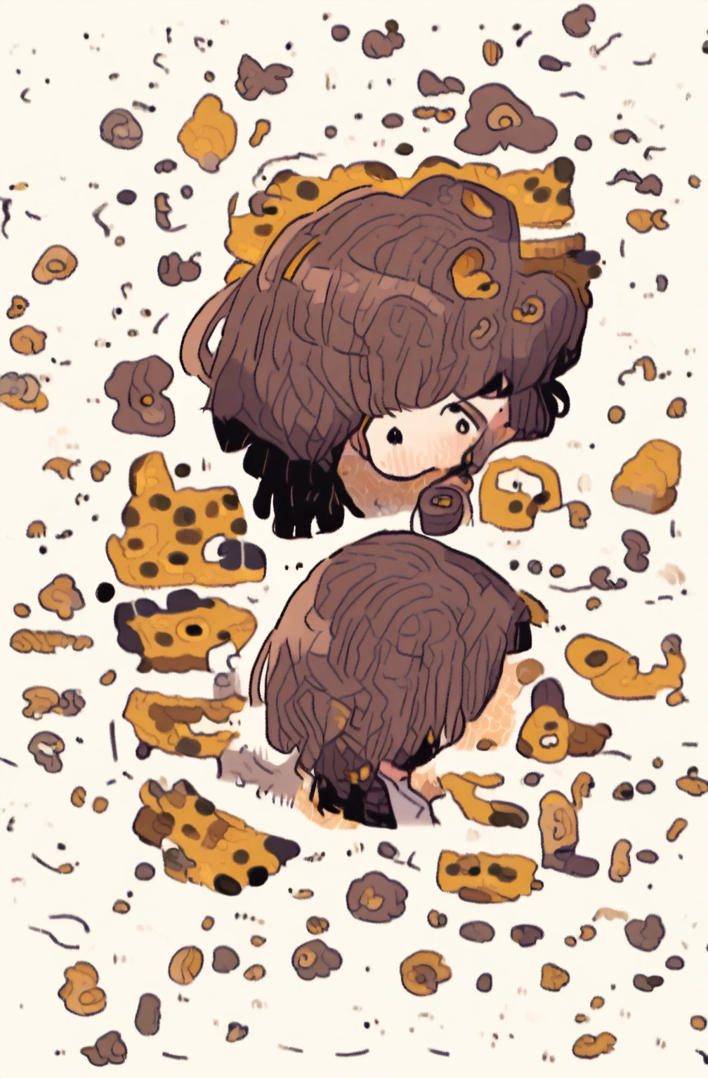 Brown hair tucked into a ponytail, brown eyes, blank look, fair skin, black T-shirt and bike shortsgacha, full body