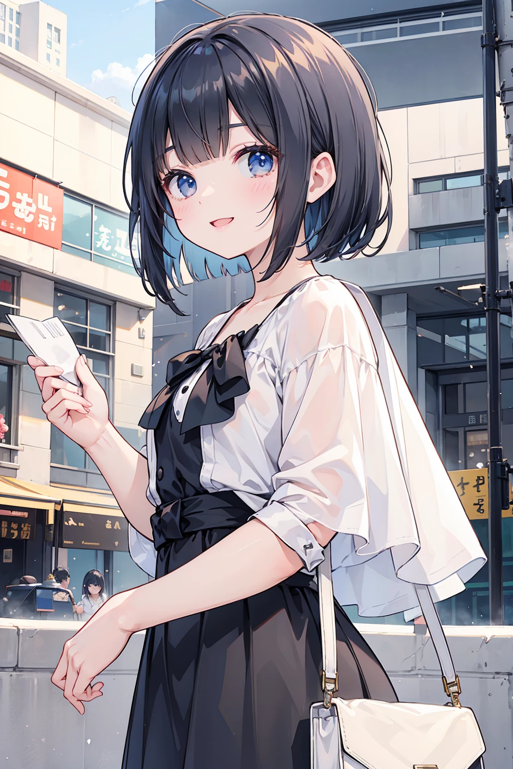 Photorealistic、Highest quality、Highest Resolution、Highest quality、８Ｋ、1人のBeautiful woman、Beautiful woman、Beautiful woman、Bob Cut Hair、Casual Style、celebration、Party、cracker、Looks happy、