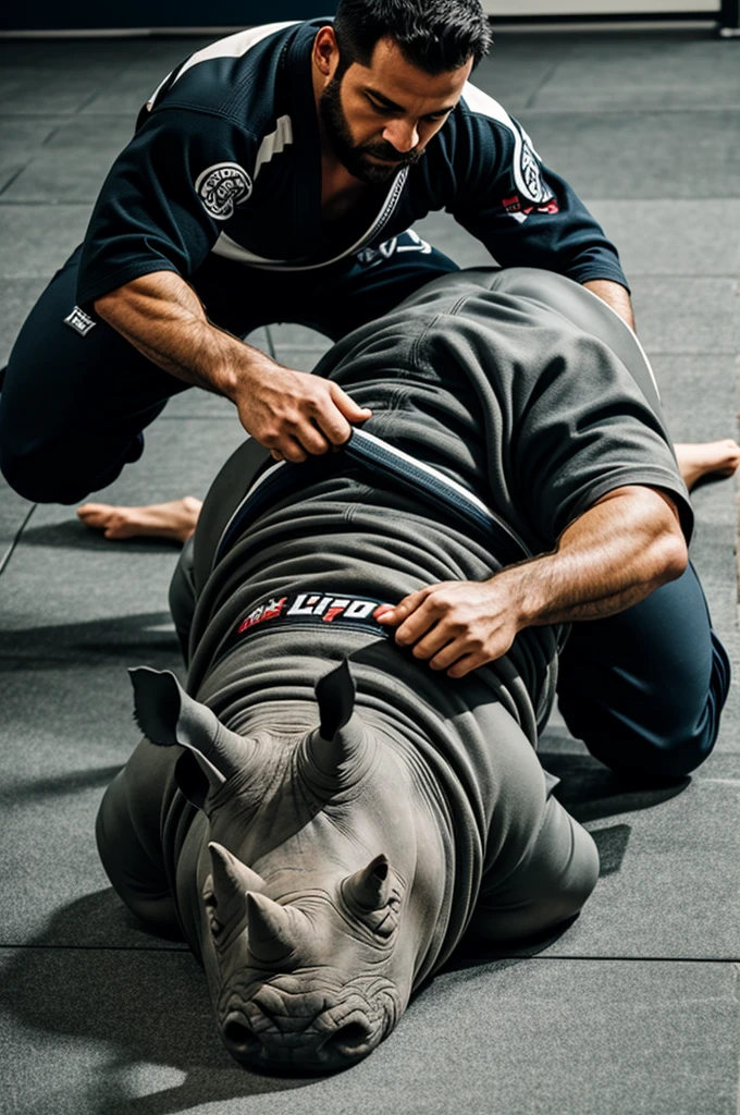 Rhino jiu jitsu lifting a logo