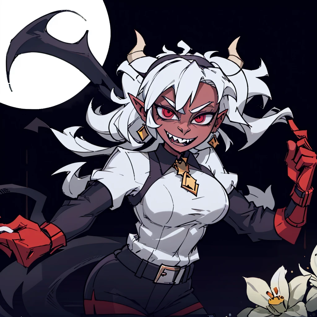 Elfa gato linda surreal, cabelos muito ruivos e detalhados, rosto detalhado, grandes chifres de demonio, gorda, corpo inteiro, grandes olhos, nariz longos e pontudos, colettetrixie, sharp teeth, hair over one eye, hairband, demon horns, colored sclera, purple shirt, purple shorts, demon wings, frieren, 1girl, long hair, pointy ears, twintails, jewelry, elf, earrings, capelet, white capelet, long sleeves, parted bangs, dress, belt, flower, pomni, gloves, puffy short sleeves, red eyes and blue eyes, striped, very big tits, very very big ass, 8k