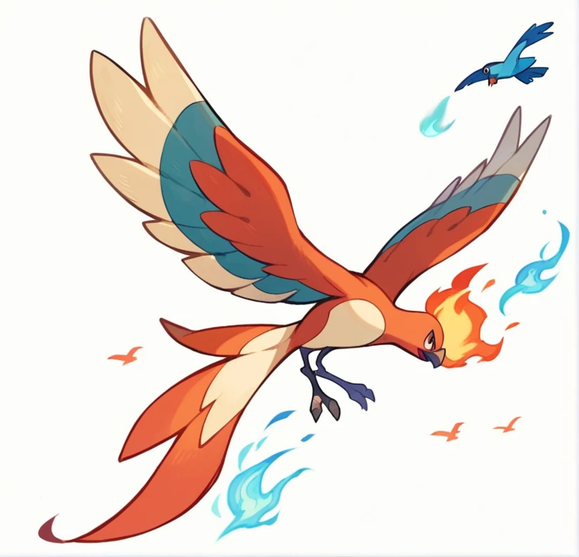 pokemon, new pokemon , legend bird , fire bird, blue fire, 