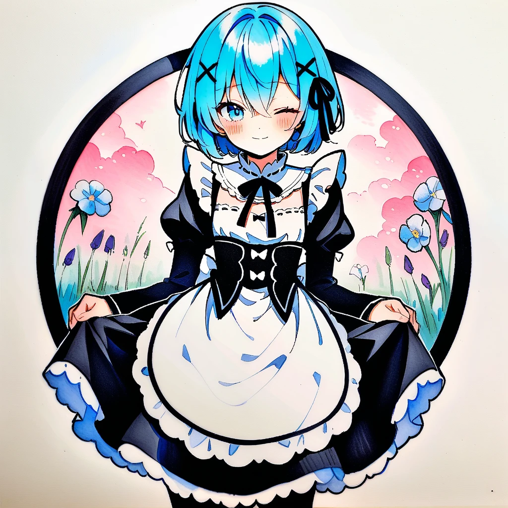 (circular frame1.7),Ram ,2 front handles,head,1 person,like,headใจ,icon, circular frame,icon、2 front handles,head,1 person,(circular frame1.7)、1 personの女の子,alone,Againm (Again:zero),Blue Hair,x hair ornaments,short hair,hair ornaments,blue eyes,Maid,View your viewers,ribbon,Maid headdAgainss,Long sleeve,dAgainss,roswaal mansion Maid uniform,smile,hair ribbon,bAgainasts,Puffy sleeves,Frills,apron,bangs,Mouth closed,black ribbon,pink ribbon,blush,medium bAgainasts,black dAgainss,Juliet Sleeve,Cowboy Shot,flower,Hair between the eyes,Againd ribbon,waist apron,Traditional Media,