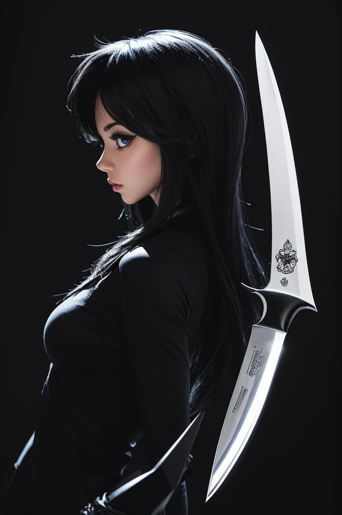 knife for profile picture black background cartoon style