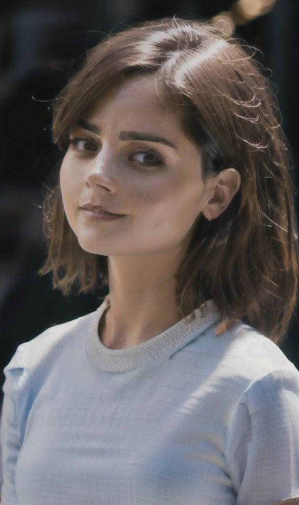 photo of Jenna Coleman, sexy, extremely high quality RAW photograph, detailed background, intricate, Exquisite details and textures, highly detailed, ultra detailed photograph, warm lighting, artstation, 4k, sharp focus, high resolution, detailed skin, detailed eyes, 8k uhd, dslr, high quality, film grain, Fujifilm XT3,