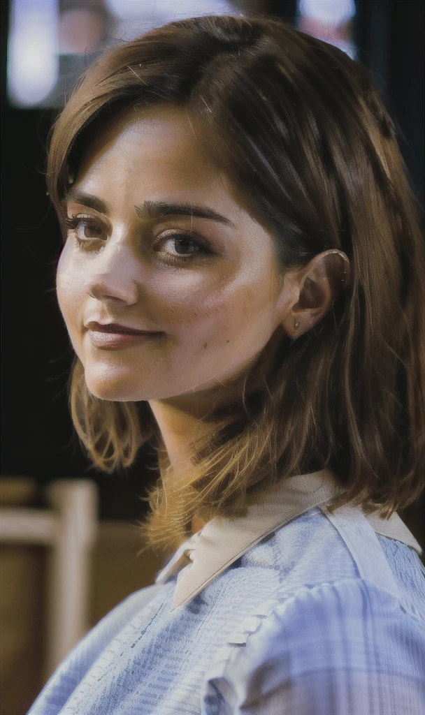 photo of Jenna Coleman, sexy, extremely high quality RAW photograph, detailed background, intricate, Exquisite details and textures, highly detailed, ultra detailed photograph, warm lighting, artstation, 4k, sharp focus, high resolution, detailed skin, detailed eyes, 8k uhd, dslr, high quality, film grain, Fujifilm XT3,