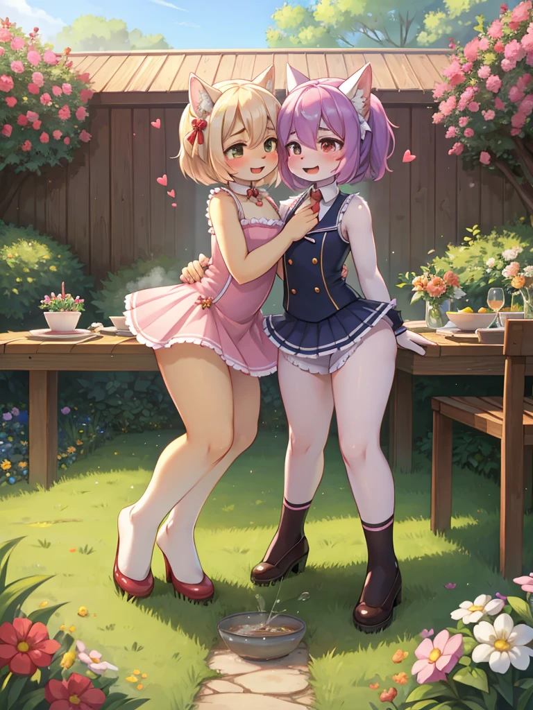 garden party , girl , (curtsy) , My heart is pounding , (steamy pee:0.9) , (legs apart:0.3)