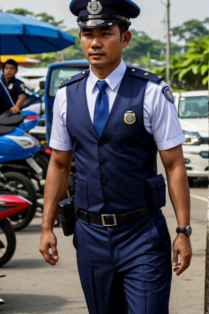 Man wearing a Thai police uniform