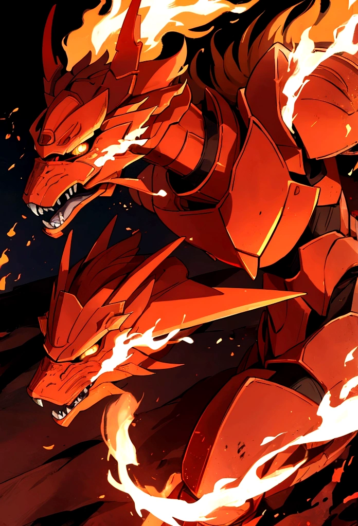 male entity with a face of fury, fire armor with fire claws, in combat position, animal ears, clenched teeth, UHD, masterpiece