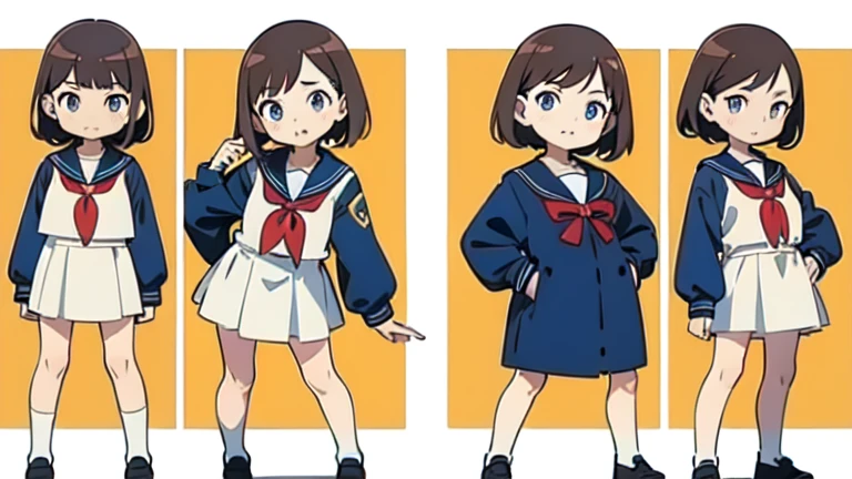 ((Highest quality)), ((masterpiece)), (detailed), Two Girls, Sailor suit,anime,,whole body,hamburger,