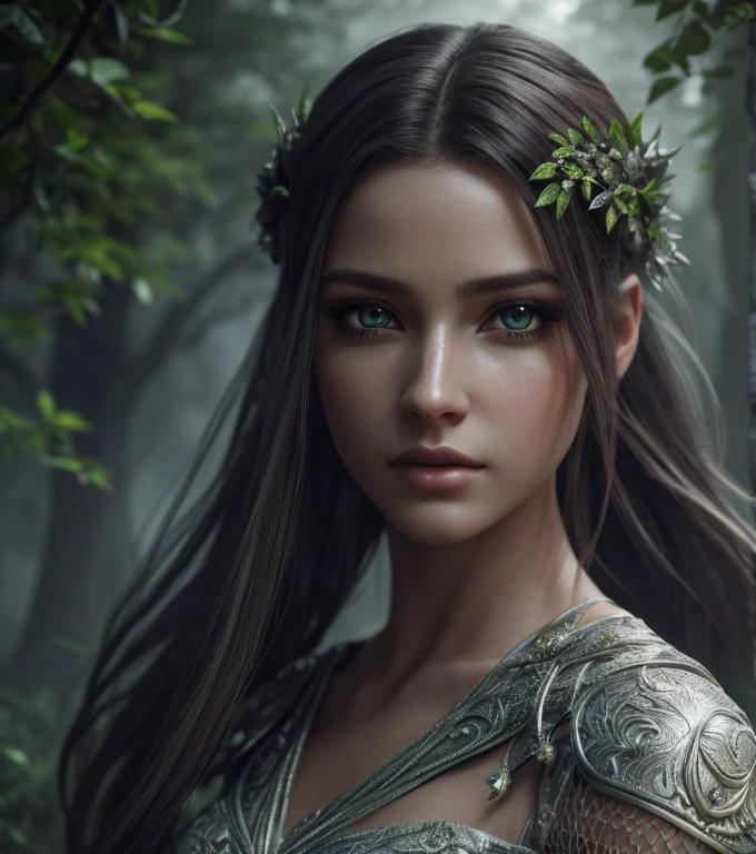 3d girl,beautiful detailed eyes,beautiful detailed lips,extremely detailed eyes and face,longeyeLashes,intricate hairstyle,photorealistic,epic fantasy environment,cinematic lighting,highly detailed,8k,best quality,masterpiece,dynamic camera angle,dramatic lighting,volumetric fog,lush foliage,flowing dress,dramatic pose,dramatic shadows,fantasy art style