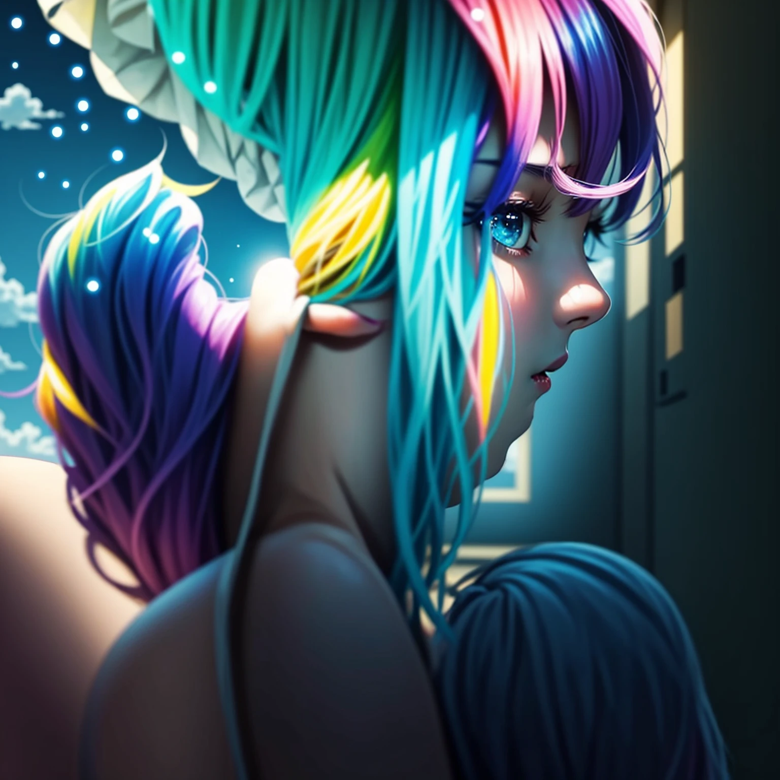 EbonyGoldAIのmasterpiece, 最high quality, high quality, High resolution, (((Beautifully detailed skies))),, growな(grow, wonderful), vision(View), wonderful光景, High resolution, ((Best Shadow)), Night Sky, moonlight, ((Super detailed)), (Best illustrations), ((Very delicate and beautiful)), Dynamic Angle,high qualityの画像品質, quiet, far_Away{{masterpiece}}, 最high quality, Very detailedな CG ユニティ 8k 壁紙, Cinema Lighting, Lens flare, Beautiful details in the eyes, black, Sideways glance, Multicolored Hair, colorful light, particle, Heterochromia iridis, (colorful:1.5), (colorful hair:1.5),{{masterpiece}}, 最high quality, Very detailedな CG ユニティ 8k 壁紙, Cinema Lighting, Lens flare, Beautiful details in the eyes, black, Sideways glance, Multicolored Hair, colorful light, particle, Heterochromia iridis, (colorful:1.5), (colorful hair:1.5),masterpiece, 最high quality, Official Art, 8k wallpaper, Very detailed, Very delicate and beautiful, wonderful, In detail, masterpiece, Super detailed, High resolution,Best illustrations, Best Shadow,Complex,Sharp focus, high quality, A young father holds his young twin boys and girls in his arms tightly and warmly、Draw a scene filled with love and security.。My father is on his way home from work.、Children are innocent and carefree。In the background, a clear blue sky spreads out.、Italy in Summer、View of a stylish modern mansion in Venice。The bright sunlight illuminates the house and the sparkling sea.。 In fact, this３０The father of the generation was the former Constantine１This is the world.、The boy-girl twins are formerly Crispus and Fausta。The whole scene、atonement、Forgiveness、Healing、Purification、And the theme of repairing relationships was emphasized.、It expresses the moment when family love and bonds deepen.