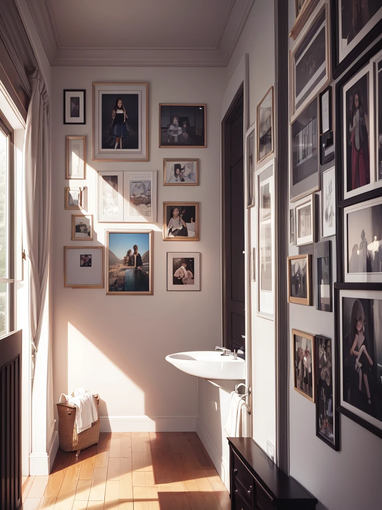 Create an aesthetic room with walls full of photos of girls,