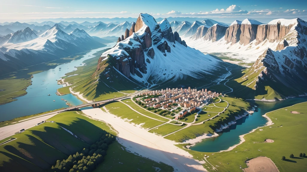 Beautiful scenery of ancient Russian village. Aerial view, Photorealistic photos. High definition