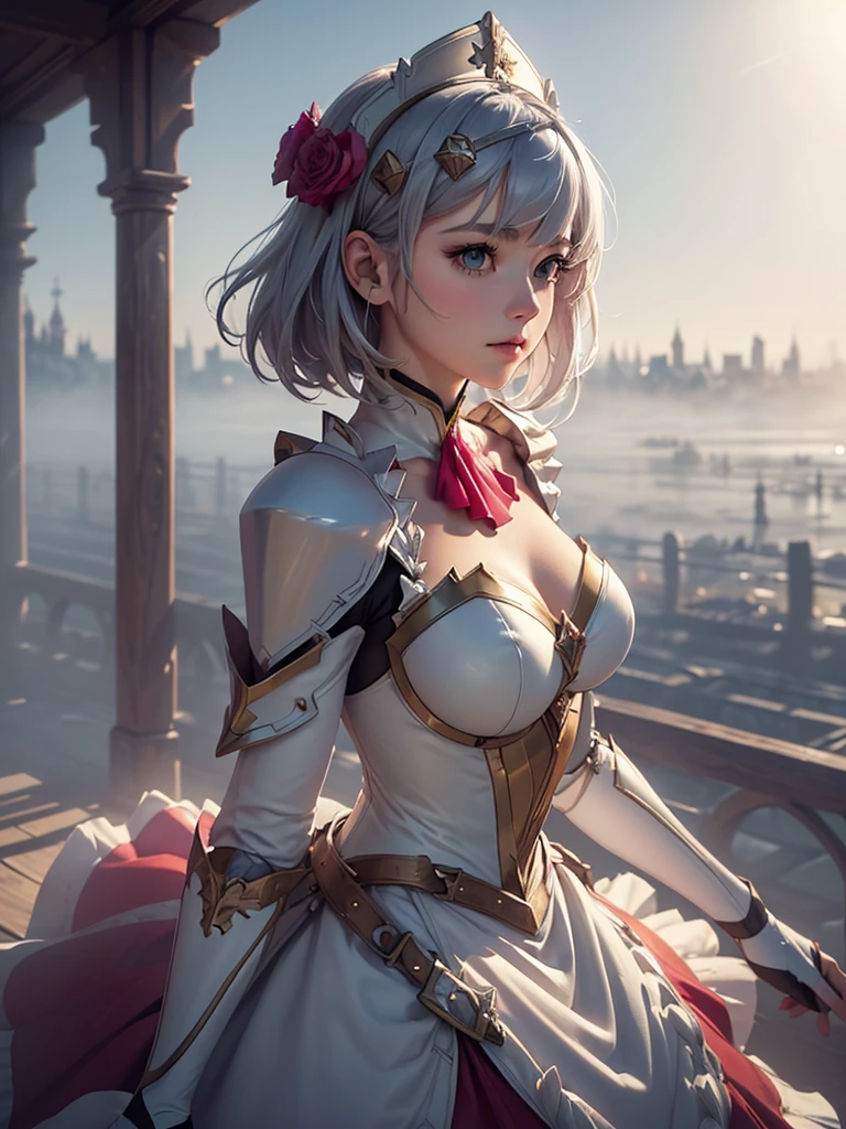 [Noelledef]:1.5,((Masterpiece,of the highest quality,Detailed images,Beautiful images))1.4(noel images、by bob、monstad、The wind blowandoble,  Overall bright lighting、backlight、A fantastic atmosphere、thick fog)1.1(Beautiful body lines、beautiful neckline) whole body
