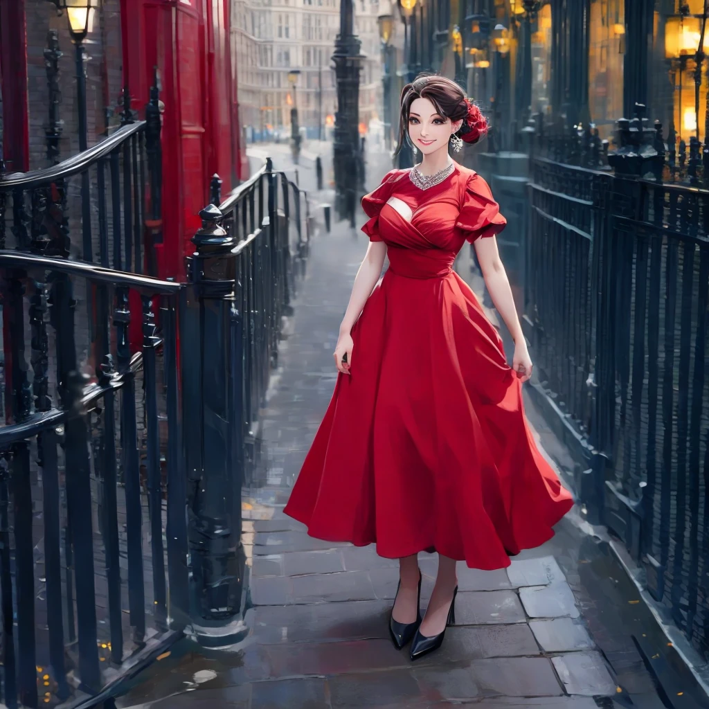 araffed woman in a red dress posing for a picture