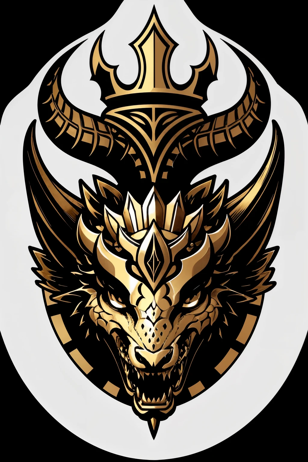 Create a symbol of a football emblem with dragons and crowns on it