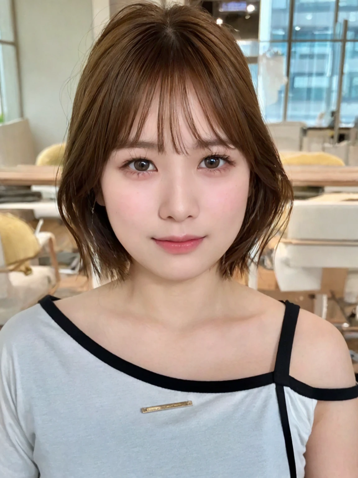 (8K、RAW Photos、Highest quality、Masterpiece:1.2)、Super detailed、Super Resolution、(Real、Real写真:1.37)、Portrait、High-definition RAW color photos、Professional Photography、Very detailedで美Shii、Very detailed、8Kの壁紙、Amazing details、Huge file sizes、Official Art、Very detailedなCG Unity 8K壁紙、Very detailedな美少女、Very detailedな顔、Very detailedな目、Very detailedな肌、Very detailedな指、Very detailedな鼻、Very detailedな詳細な口、Perfect Anatomy、Very detailedな背景、Very detailedな衣服、1 girl、(18:1.2)、Ten generations、cute女の子、Famous Japanese Idols、cute、Realなボデtite、White skin、Glowing Skin、Slim body、Handsome body、Brown Hair、Short curly hair、(Blunt Bangs:1)、smile、cute、like々Shii、cute顔、Realな顔、Delicate eyes、Drooping eyes、White T-shirt、skirt、Earrings、looking at the camera、Cowboy Shot、Front facing、Standing posture、Contrapposto, High Street, public, Dynamic Lighting,

