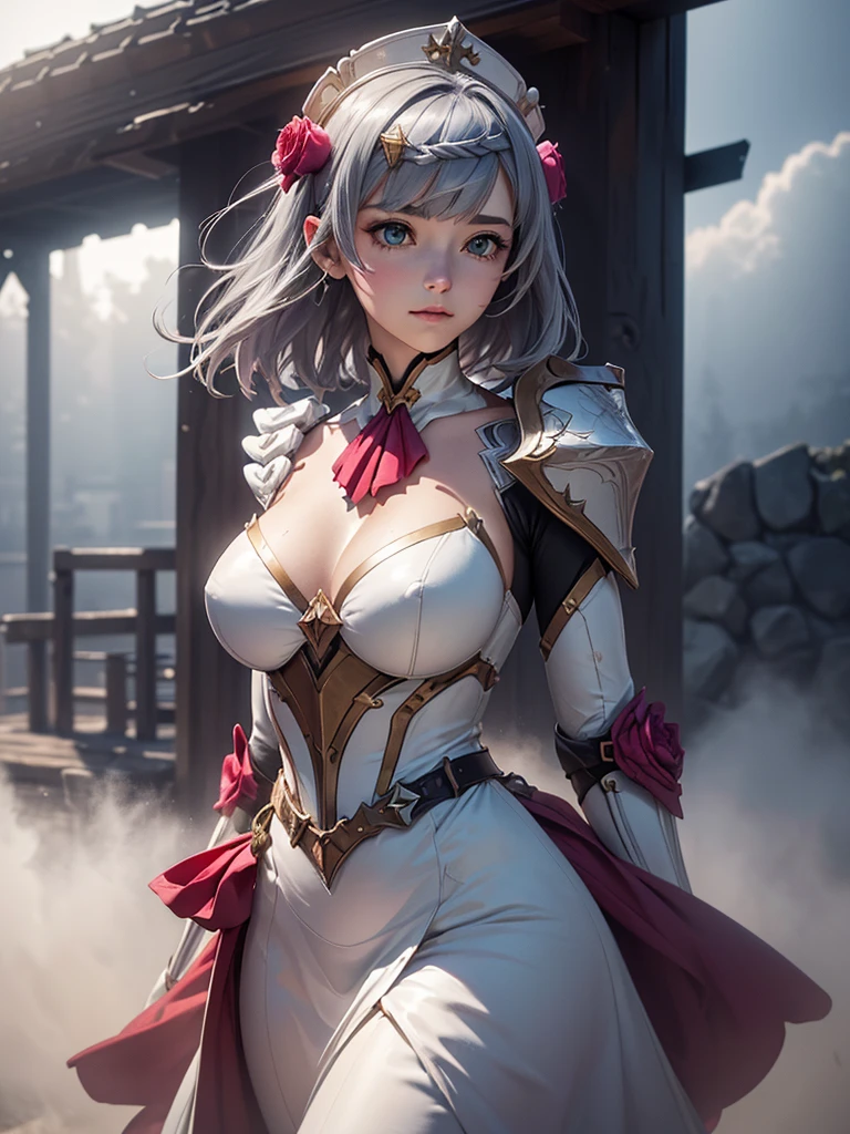 [Noelledef]:1.5,((Masterpiece,of the highest quality,Detailed images,Beautiful images))1.4(noel images、by bob、monstad、The wind blowandoble,  Overall bright lighting、backlight、A fantastic atmosphere、thick fog)1.1(Beautiful body lines、beautiful neckline) whole body
