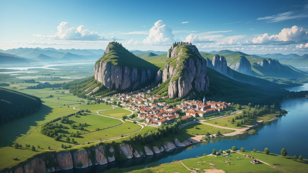 Beautiful scenery of ancient Russian village. Aerial view, Photorealistic photos. High definition