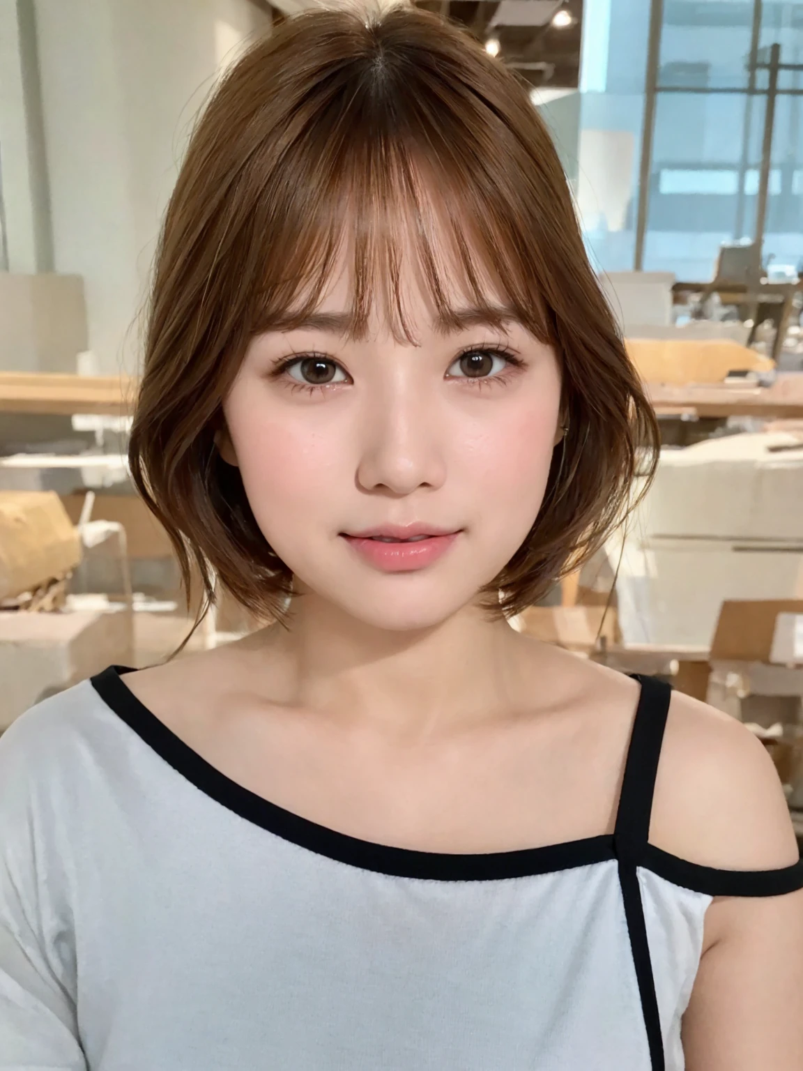 (8K、RAW Photos、Highest quality、Masterpiece:1.2)、Super detailed、Super Resolution、(Real、Real写真:1.37)、Portrait、High-definition RAW color photos、Professional Photography、Very detailedで美Shii、Very detailed、8Kの壁紙、Amazing details、Huge file sizes、Official Art、Very detailedなCG Unity 8K壁紙、Very detailedな美少女、Very detailedな顔、Very detailedな目、Very detailedな肌、Very detailedな指、Very detailedな鼻、Very detailedな詳細な口、Perfect Anatomy、Very detailedな背景、Very detailedな衣服、1 girl、(18:1.2)、Ten generations、cute女の子、Famous Japanese Idols、cute、Realなボデtite、White skin、Glowing Skin、Slim body、Handsome body、Brown Hair、Short curly hair、(Blunt Bangs:1)、smile、cute、like々Shii、cute顔、Realな顔、Delicate eyes、Drooping eyes、White T-shirt、skirt、Earrings、looking at the camera、Cowboy Shot、Front facing、Standing posture、Contrapposto, High Street, public, Dynamic Lighting,