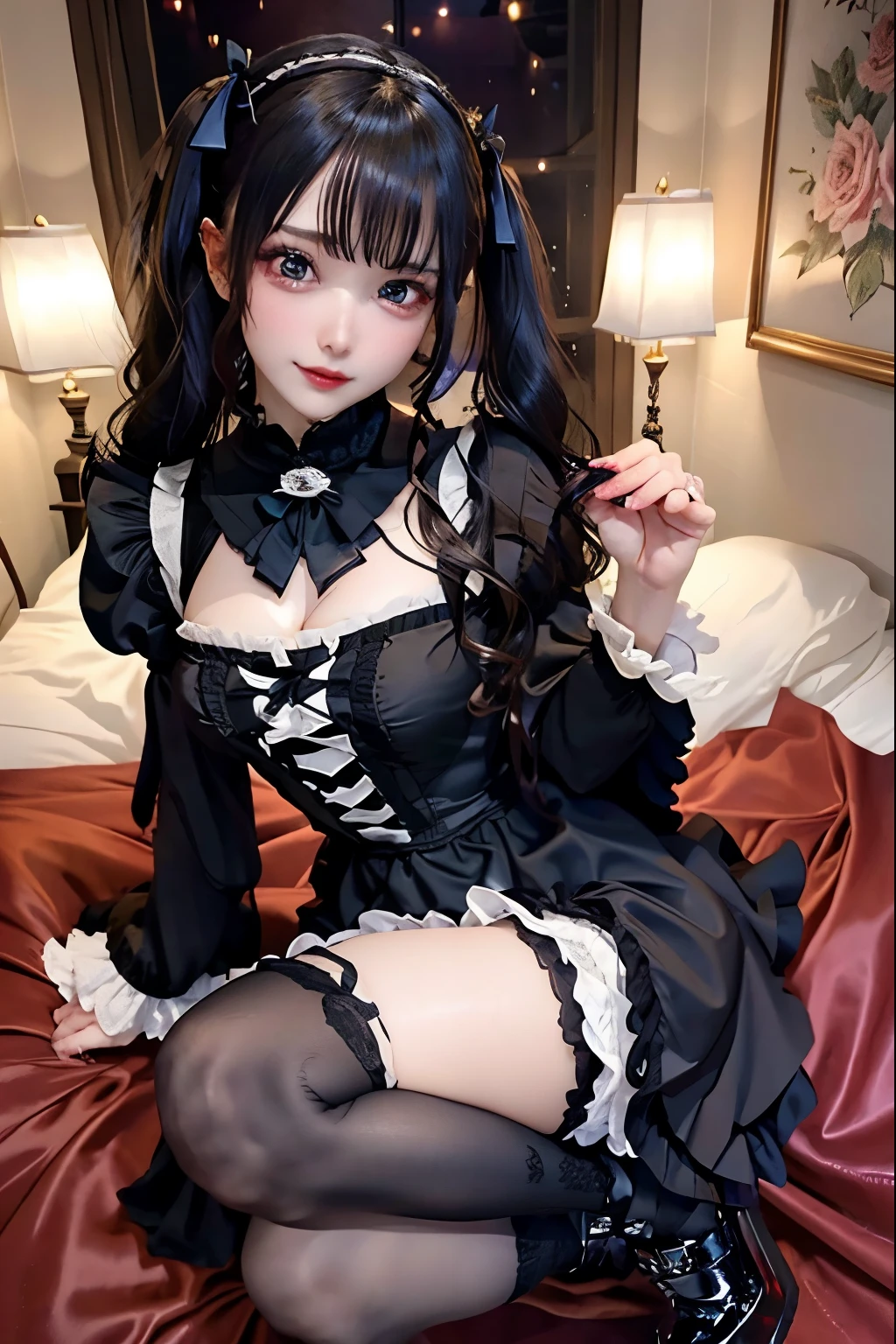 ハードなDark Gothicメイク、Black dark eyeshadow、sad、Good skin radiance、Dark Gothicメイク、Dark smile、palace、The beauty of fragrance、24-years-old、Expression of intense sexual pleasure、Embarrassed look、Dark Gothic、Highest quality、Expression of sexual pleasure without pain、Drunk face、Purple maid outfit、Mysterious、Noble、sexy、Loving smile、Twin tail hair、Right blue eye、Left eye is red、Super tempting pose、Platform Heel Shoes、Heavy makeup、Gothic Lolita clothes、Silver Hair、Long Hair Straight Hair、Cute Gothic Lolita Dress、Beautiful Face、elegant features、Attractive face、Stained glassを背景に、Chest glistening with sweat、The room is dark、goth long dress、Bell Sleeves、Wizard Sleeve、Decadent look、Sexually excited expression、Glossy thighs wet with water、Thighs that are wet and shiny with oil、Background of a room full of roses、sad表情、Rose Maiden、The embroidery is pink、The dress has pink embroidery.、Thigh-high socks、Knee-high socks、Gentle expression、Dark black eyeshadow、Stained glassとバラの背景、thighs are a little thin、Female Duo、Female couple、dark church background、Stained glass、Black metal world、Dark Castle、Dark Room、Slender body、gothic long dress、Victorian dress、Small breasts、Hold the wine in your right hand、Hold the lantern in your left hand、pantyhose、The bed is covered with roses、Her thighs are shining with sweat、My body is wet and shiny、Lots of glitter on the thighs、sweating、私の太ももはsweatingでベタベタしている、Sweat glistening on my thighs、The whole body is sweaty and shiny、I sweated a lot.、My thighs are sweaty、Wet thighy thighs are shining with sweat、A lot of sweat glistening all over the body、Slender body、Put your head on the pillow、Sleeping on a bed、Beautiful legs、Stretching legs、Lie down in bed、Lie on your back in bed、