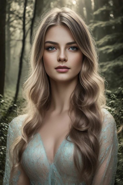 a beautiful sexual fairy, detailed ethereal face, long eyelashes, full lips, delicate skin, flowing hair, , iridescent colors, magical forest background, fantasy landscape, photorealistic, 8k, hyper detailed, cinematic lighting, dramatic shadows, vibrant colors, intricate details