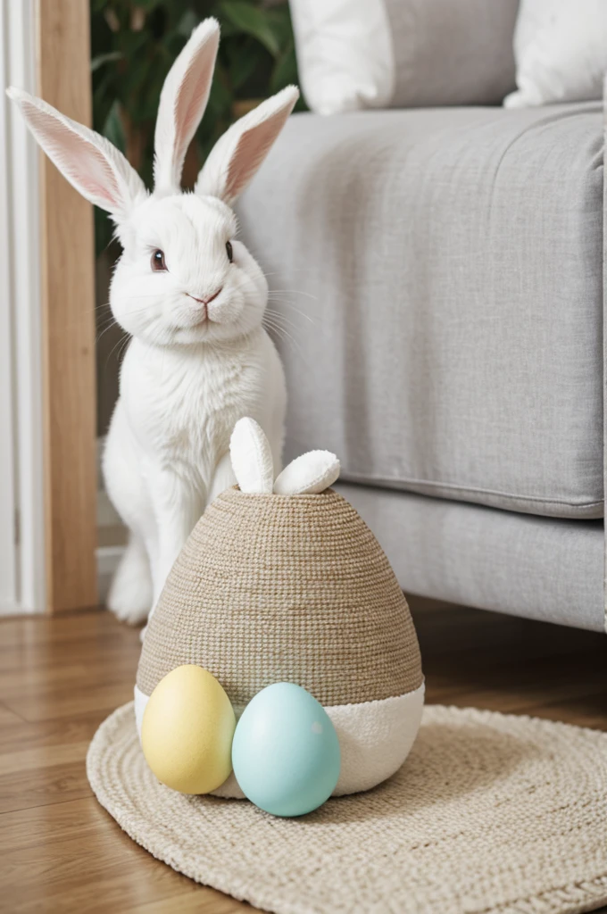 Light grey and white easter bunny