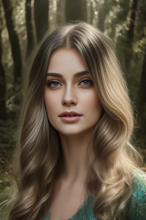 a beautiful sexual fairy, detailed ethereal face, long eyelashes, full lips, delicate skin, flowing hair, , iridescent colors, magical forest background, fantasy landscape, photorealistic, 8k, hyper detailed, cinematic lighting, dramatic shadows, vibrant colors, intricate details