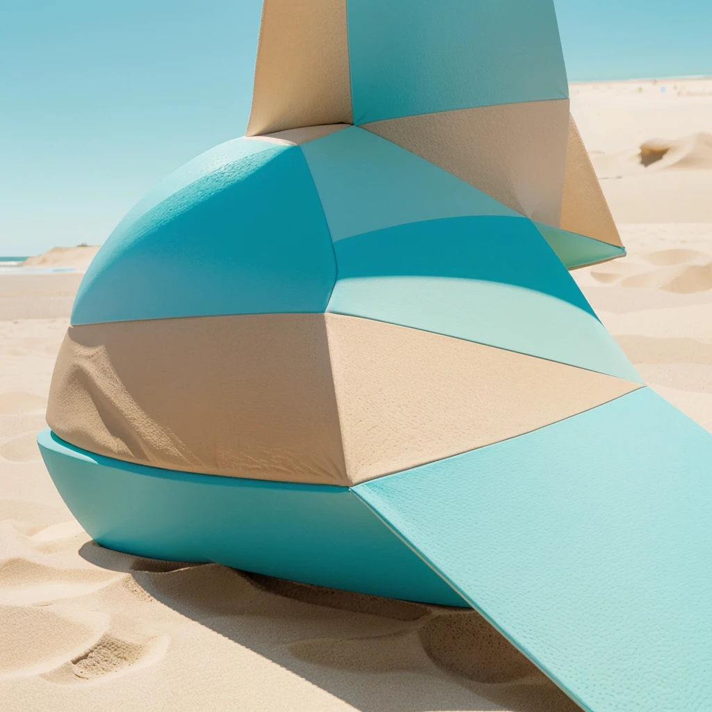 Abstract summer illustratin, minimal, vector, combination of natural and geometric, two-dimensional, using more color code 00CCCC tone, cyan pastel color