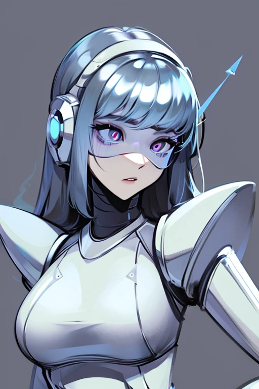 empty eyes,robotized woman ,big bust,Robot Joint ,Metal skin