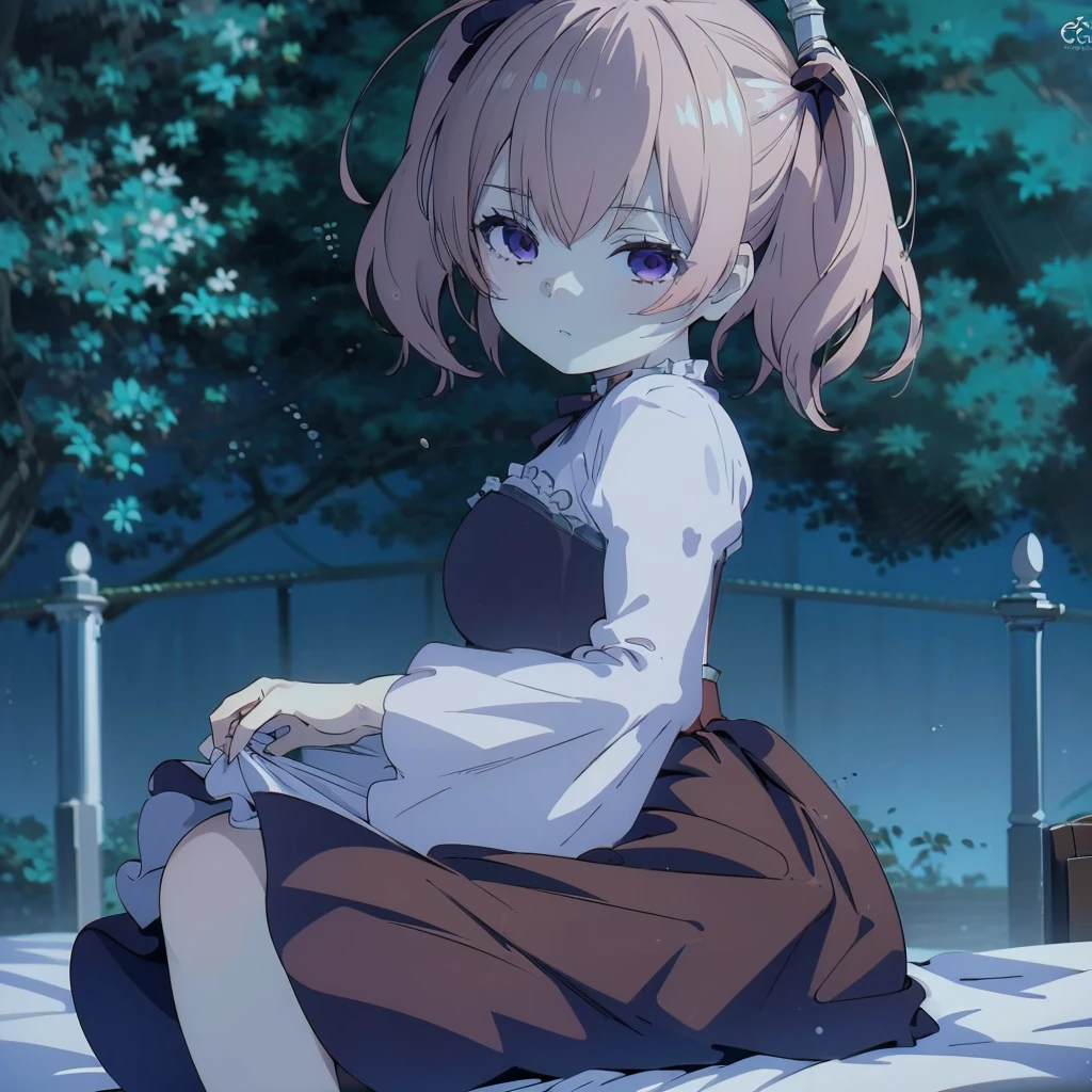 ((masterpiece)), ((Best Quality)), (Ultra-detailed), Anime style, Cute , 1girl in, Solo, 8k, sitting on the bed , no pant,nobra