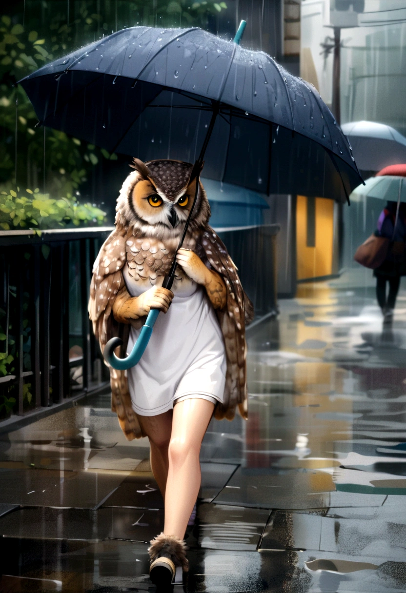 Owls use umbrellas when it rains