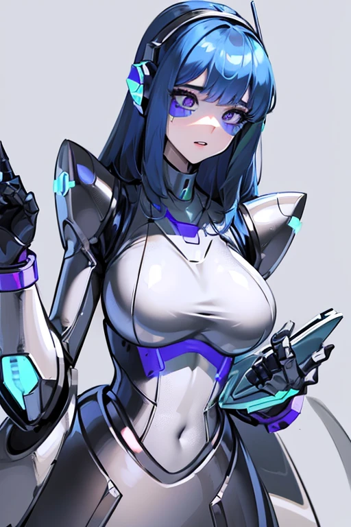 empty eyes,robotized woman ,big bust,Robot Joint ,Metal skin,dress,android,Robot Suit