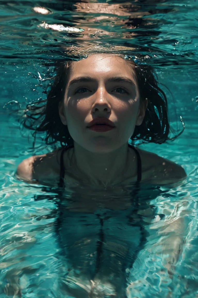 A great ocean in collapse, shades of blue, sensation of depth, chopped water. It is possible to observe a face forming