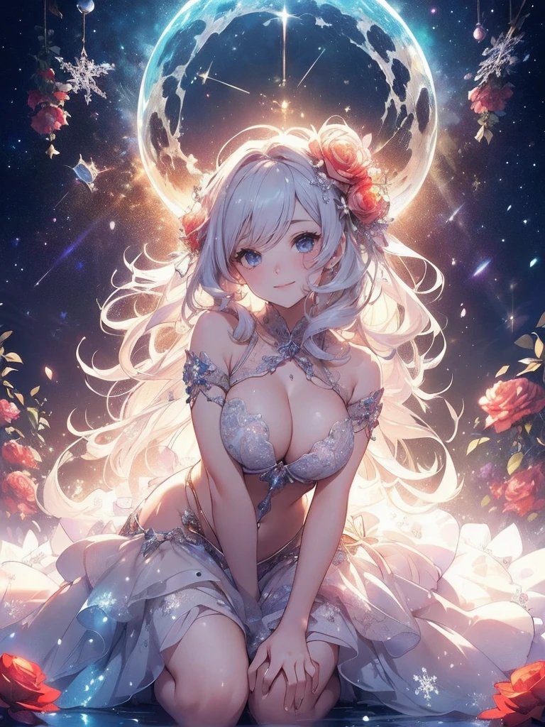 最high quality、Bigger on the screen、1 beautiful woman,Elf ((sleep on your back,))Ice decoration、A bold composition floating in space、universe space world、Floating and sleeping in space、Lots of snowflakes、View from the front、quiet、faint、Lying down in space、Wet、Beautiful groin、Looking up in space, looking at you、Beautiful nipples、detailed groin、、Blushing、、Ecstasy、Beautiful thighs、Filled with red roses、 E.G: Worst quality ,flower fractal fine art、Fill the screen with flowers、Bigger on the screen、Lie on your back and face this way、Beautiful Eyes、With your legs apart、Beautiful Eyes,High-definition depiction, Realistic, 8K, Unity, , light smile, Beautifully and vividly drawn, , Beautiful, beautiful, clear skin、sexly nude ,sexly 、Ecstasy、 Raise your arms behind your head, Romanticism,mosquito。 The most beautiful form of chaos, Mr..々Farbe, Intertwined flowers, P article,Magical gentle light,smile,sexy,image quality、masterpiece、Beautiful Face、Super beautiful woman((Big breasted 22 year old office lady、Bust 120,Beautiful long ironed hair、Silver Hair、height: 165cm。、sexy、Esbian、high quality、Beautiful decoration、Visual Arts、最high quality、1 woman E.G: Worst quality ,Flower fractal art、、Beautiful radiance,High-definition depiction, Realistic, 8K, Unity, , light smile, Beautifully and vividly drawn, , Beautiful, beautiful, clear skin、sexly Countless rays of light pouring down, Swirling Light, , Raise one arm above your head, Intense light is emitted from the magic starry circle front of the girl. Romanticism,: The most beautiful form of chaos, Mr..々Farbe, Intertwined flowers, Particle,magical gentle light,smile,sexly,image quality、masterpiece、Beautiful Face、Super beautiful woman((Big breasted ,Beautiful 、sexly、Esbian、、high quality、Visual art、Written boundary depth、、、universe、Happy smile、、、elegant、ticker beautiful decorative、、magic、、A kind smile、wonderful、Fluttering petals、、Cultivate fantasy、、Mystery light Lots of flowers、、art、art,mystery,Ultra-high resolution,atmosphere 最high quality、((sleep on your back))