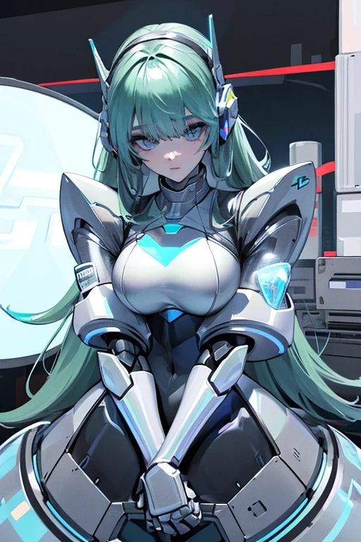 empty eyes,robotized woman ,big bust,Robot Joint ,Metal skin,dress,android,Robot Suit
