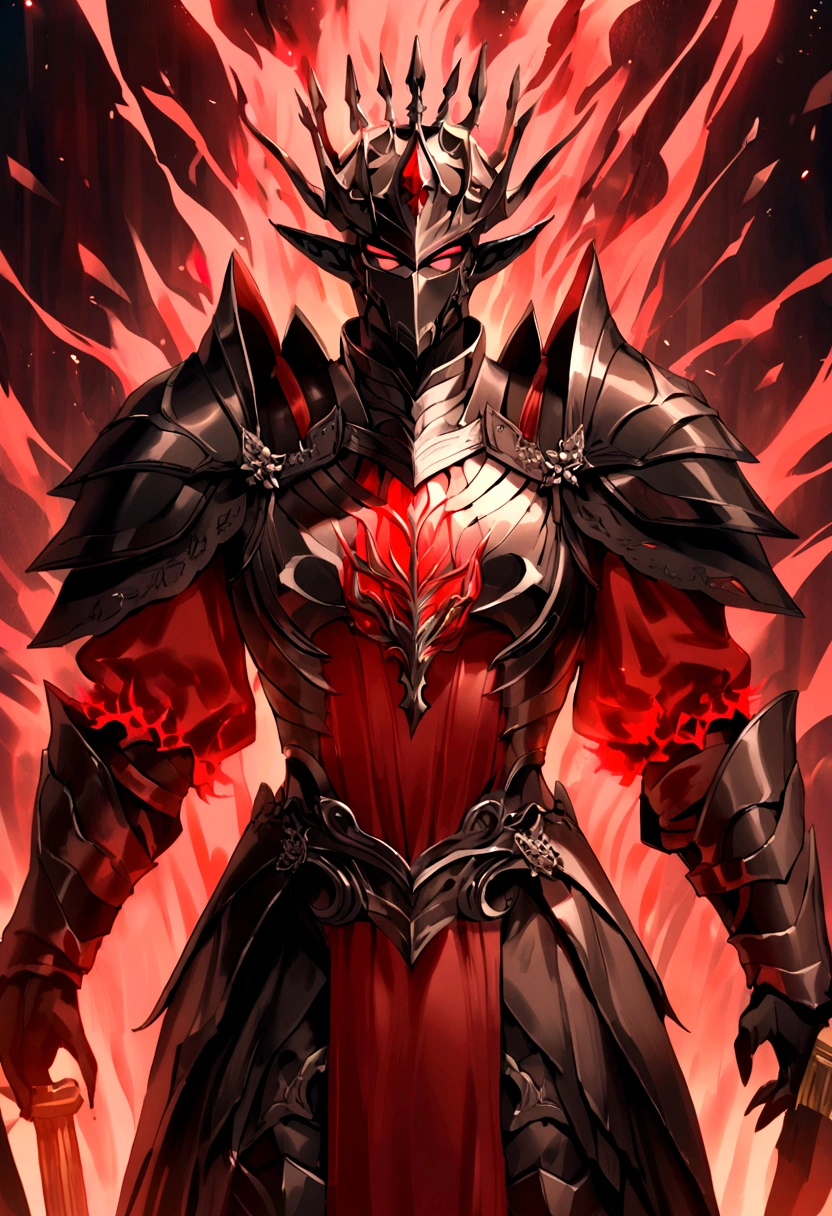 noble knight,Dignified,Royal Knights,armour,opulent,ultra - detailed,realisticlying, elf male, menacing red aura, long brown hair