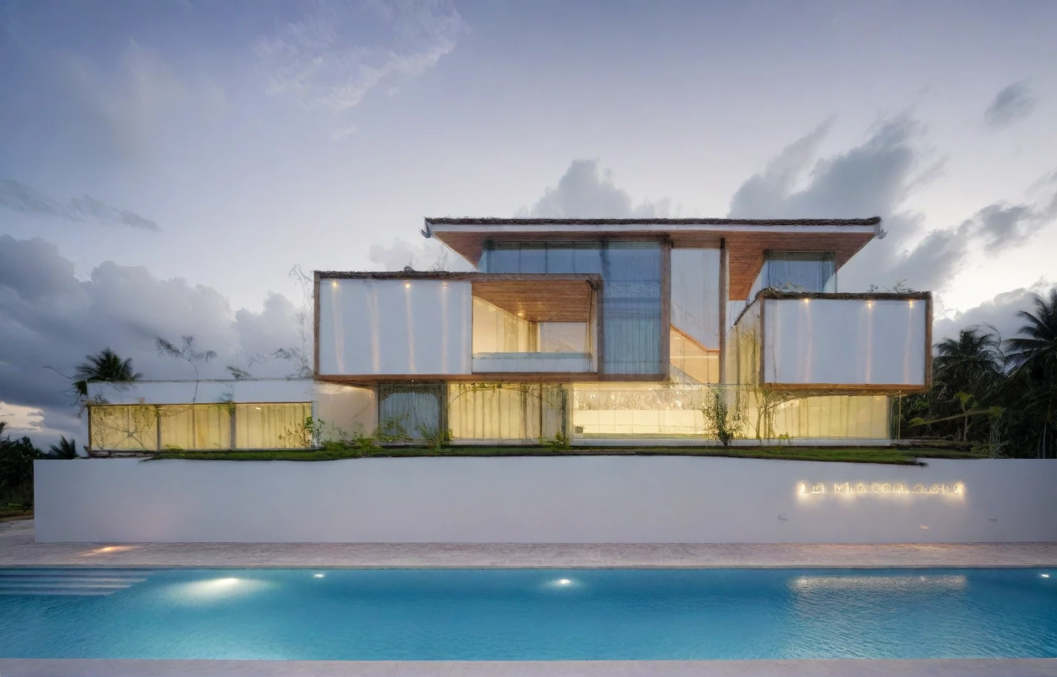 exterior house, contemporary style, white wall, wood wall, steel door, glass window, (realistic:1.2), Masterpiece, high quality, best quality, authentic, super detail, outdoors,road, trees, sky, cloud, (daylight:1.1), modern luxury villa, coconut trees, landscape, along the white beach, clear sky, day time, warm lighting RAW Photo, RAW texture, Super Realistic, 32K UHD, DSLR, soft lighting, high quality, film rating, Fujifilm XT3,Modern, Residential Architecture,  car in front of house