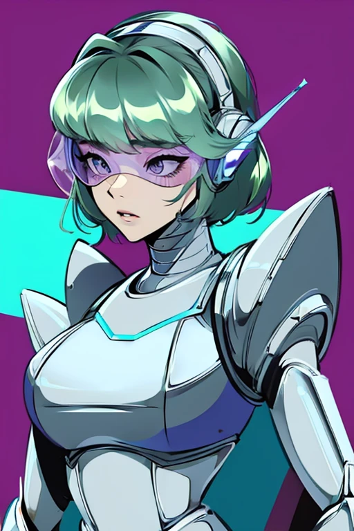empty eyes,robotized woman ,big bust,Robot Joint ,Metal skin