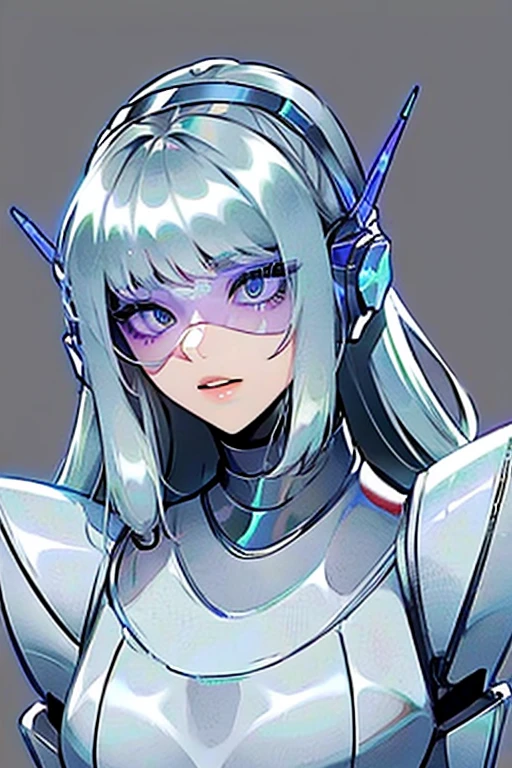 empty eyes,robotized woman ,big bust,Robot Joint ,Metal skin