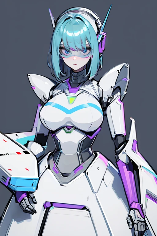 empty eyes,robotized woman ,big bust,Robot Joint ,Metal skin,dress,android,Robot Suit